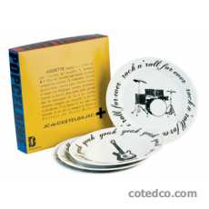 Coffret 4 Assiettes dessert diam 215mm Rock & Roll