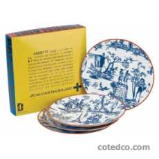 Coffret 4 Assiettes plates diam 265mm Toile de Jouy