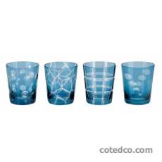 Coffret de 4 Gobelets Bas Geometry bleu