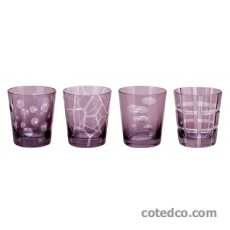 Coffret de 4 Gobelets Bas Geometry Parme