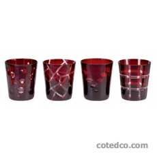 Coffret de 4 Gobelets Bas Geometry Rouge