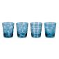 Coffret de 4 Gobelets Bas Geometry bleu