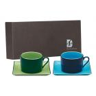 Coffret 2 P-Tasse D�jeuner ( 1 Outremer + 1 vert sapin )