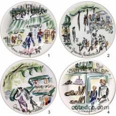 Coffret de 4 Assiettes canap�s Quartier de Paris - diam. 16,5 cm