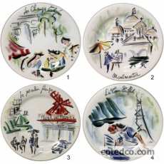 Coffret de 4 Assiettes canap�s Monuments - diam. 16,5 cm