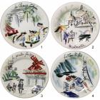 Coffret de 4 Assiettes canap�s Monuments - diam. 16,5 cm