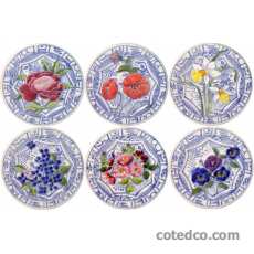 Coffret de 6 Assiettes dessert fleuri - diam. 21,8 cm