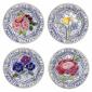 Coffret de 4 Assiettes canap�s fleuri - diam. 16,5 cm