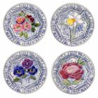 Coffret de 4 Assiettes canap�s fleuri - diam. 16,5 cm