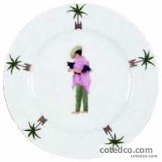 Assiette dessert d�cor Homme-Poulet