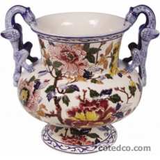 Coffret de 1 vase faenza anses dragons - H. 25,8 cm