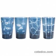 Coffret de 4 Gobelets Hauts Geometry bleu