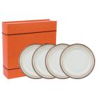 Coffret 4 Assiettes dessert 210mm Perles Marron glac�