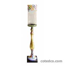 Bougeoir sur pied avec verre ht : 92cm diam 16.5cm